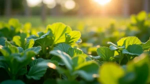 The image shows hands spreading rich organic fertilizer onto healthy garden soil, promoting growth.