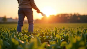 The image shows a farmer reviewing documents, illustrating farmer benefits and loan news explained simply.