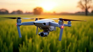 The image shows a futuristic vertical farm showcasing new aerial farming technology updates explained.