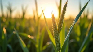 The image shows a farmer reviewing a tablet in a sunny field, symbolizing understanding crop insurance news today.